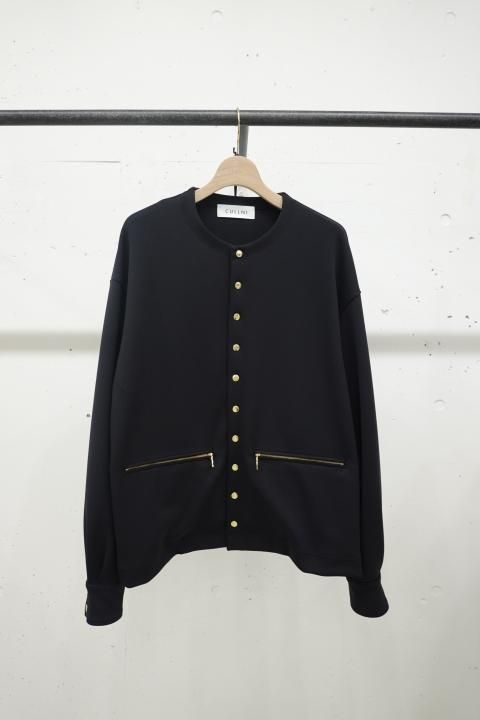 CULLNI Double Knit Dot Button Collarless Shirt Jacket - m-market CULLNI Double Knit Dot Button Collarless Shirt Jacket - m-market