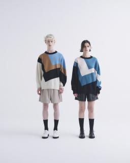 CULLNI Diagonal Line Multi Color Pullover Knit