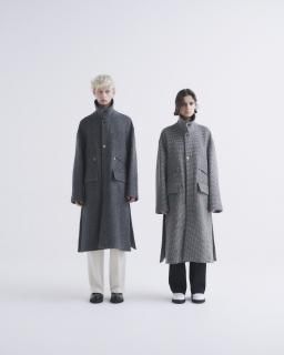 CULLNI Wool Check Double Pocket Long Coat