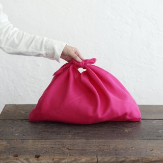 alinのあづま袋 M 50cm かごバッグに リネンあずま袋 マチ付き （ピンク）