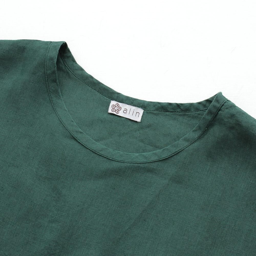 ヘンプ麻100% プルオーバー ワイドTシャツ （モスグリーン） | アジア