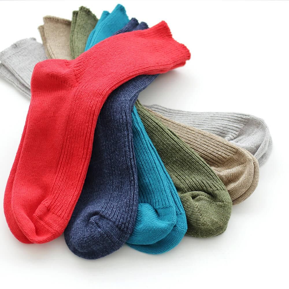 リサイクルコットン ソックス 細リブ編み 天然素材 靴下 女性用