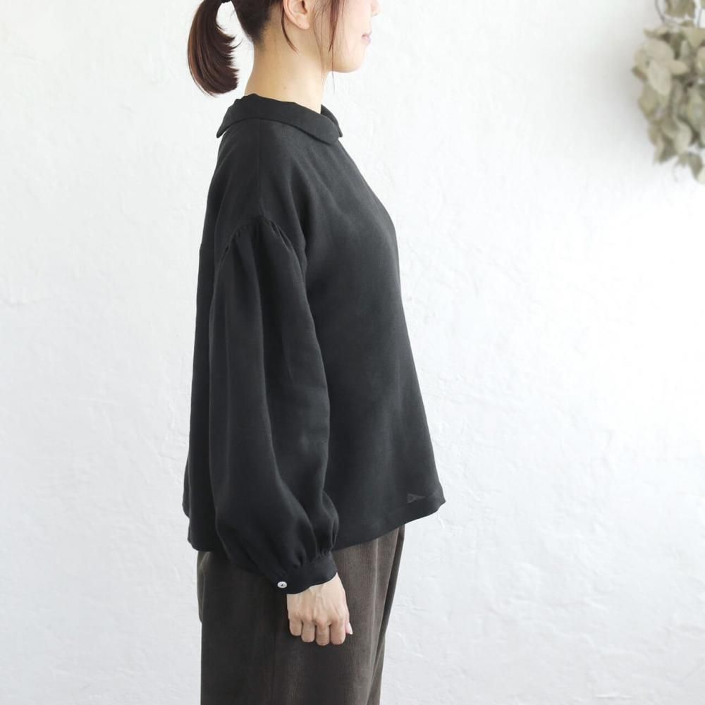 リネン 後ろボタン ブラウス | ブラック - alin（ありん） アジアの手