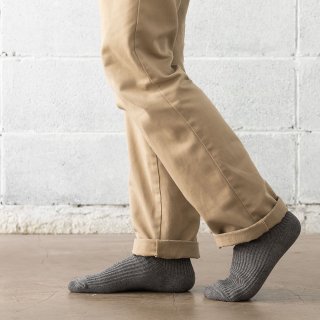 リサイクルコットン ソックス 細リブ編み 天然素材 メンズ靴下 25-27cm（スペック染＊グレー）