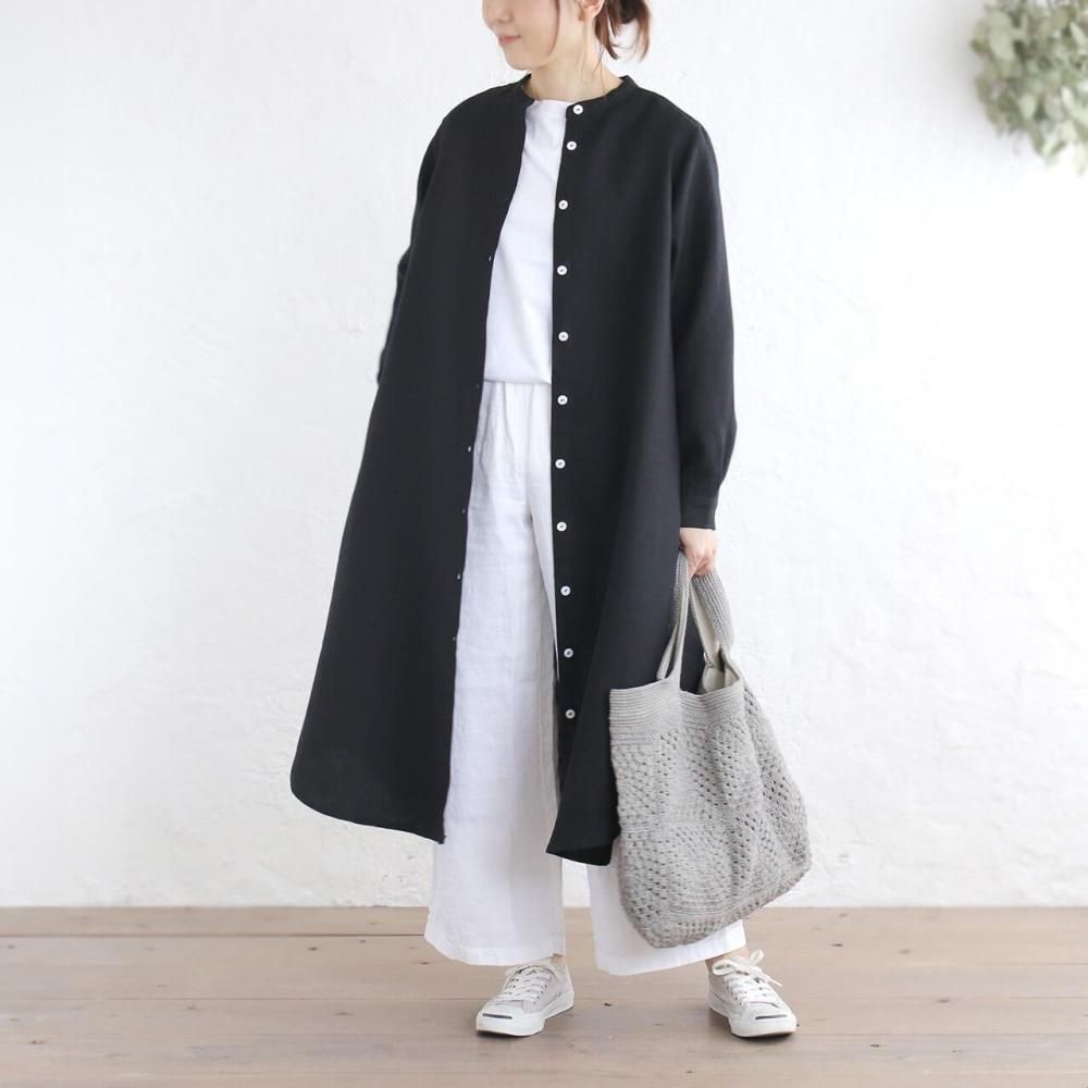 MAGARI 長袖 シャツワンピース 前開きボタン 黒 osharewalker シャツ