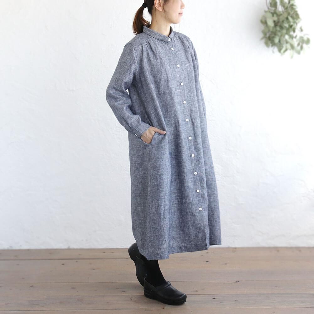 【Plantation】綿100% 2wayロングシャツワンピース ネイビー M Plantation】綿100% 2wayロングシャツワンピース ネイビー M