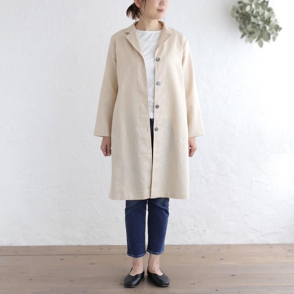 美品！モユル！リネン素材軽い羽織り ビアズリー BEARDSLEY リネン羽織 （beige） - ファッション通販
