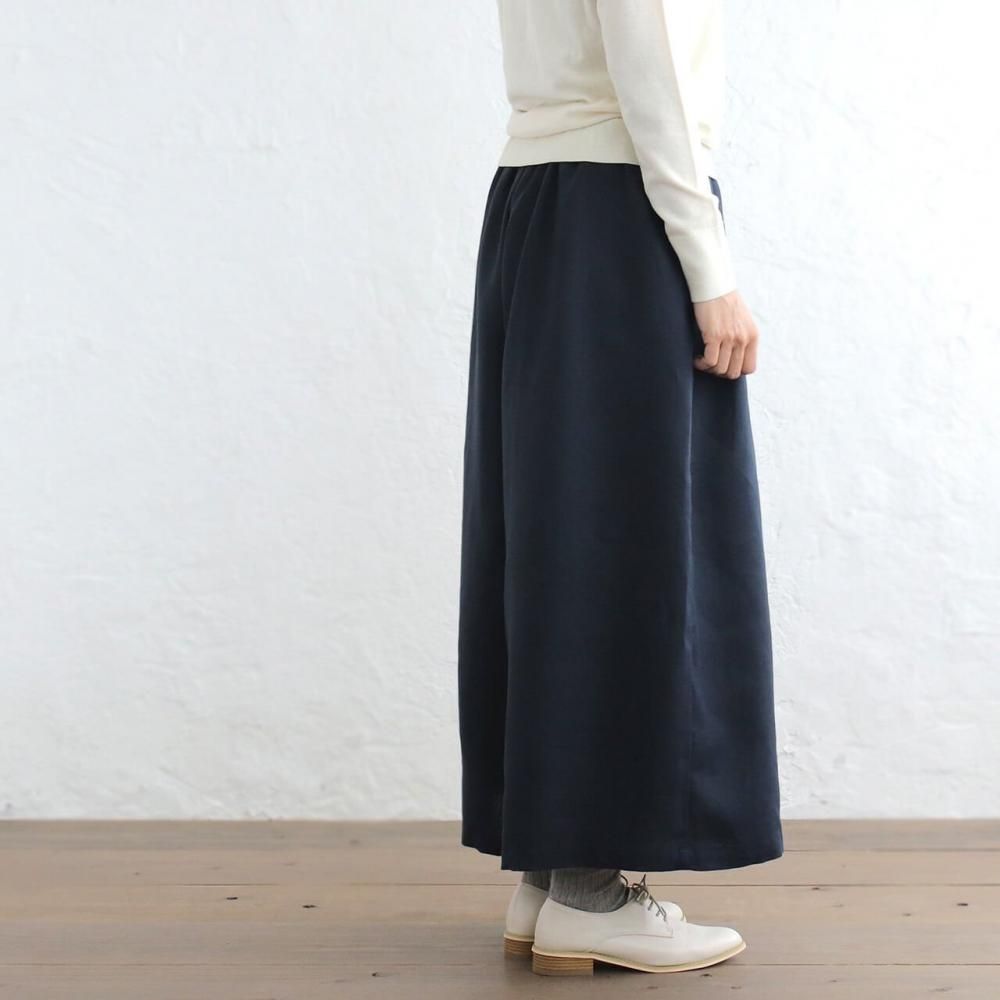 美品／ebure エブール　リネン　ツイードタックワイドパンツ　ネイビー ebure 美品 24SS エブール リネン ツイード ベスト タックパンツ