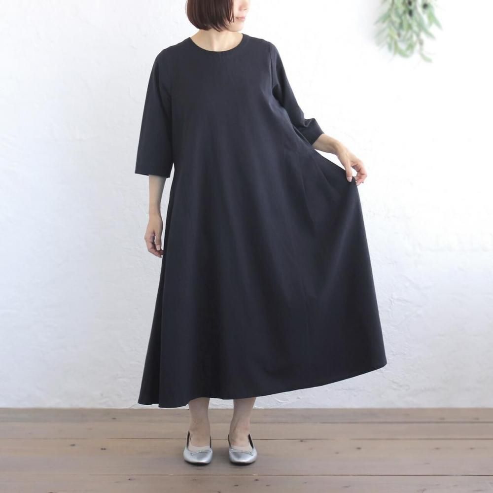 東炊きコットンリネンワンピース | ネイビー - alin（ありん） アジア