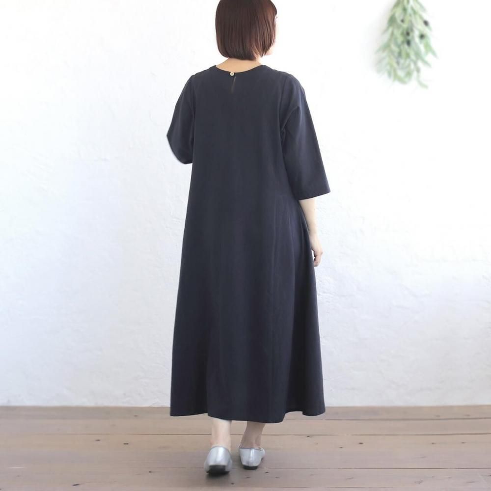 ハンドメイド　日本製上質コットンリネンワンピース　ご確認用 リネンライクワンピース/綿麻ブレンド/ウォッシャブル/ブルー