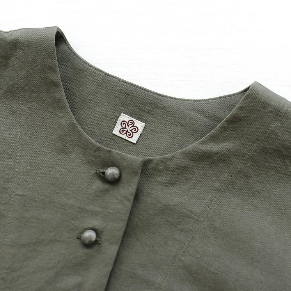 ノーカラージャケット|オリーブ - alin（ありん） アジアの手仕事