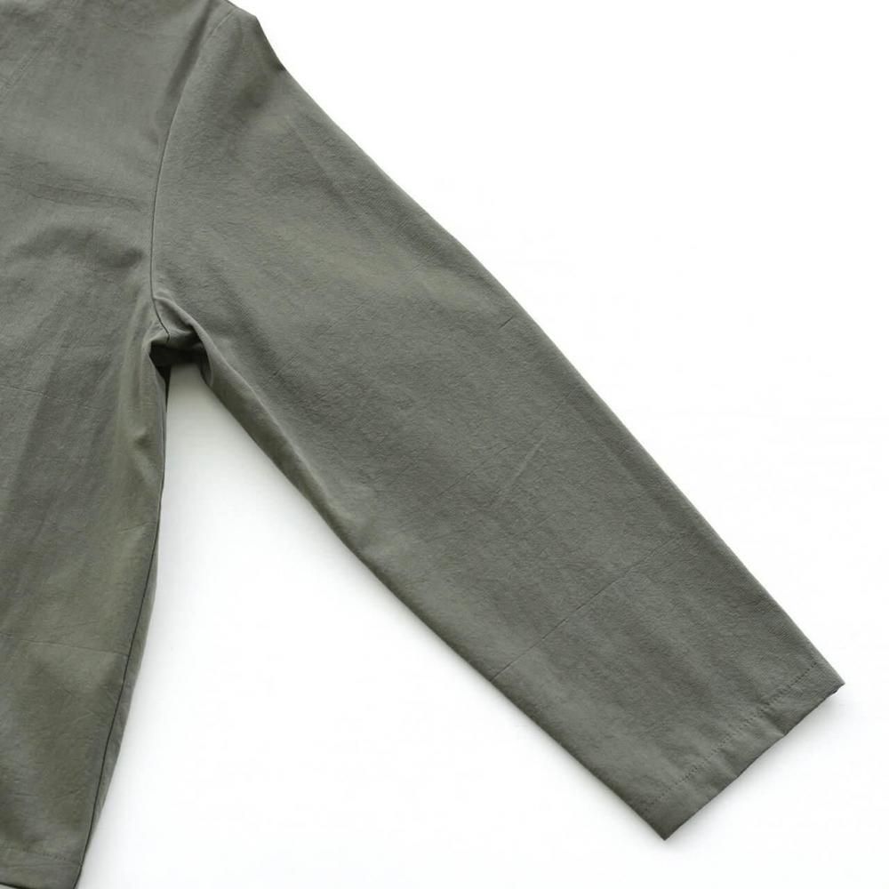 ノーカラージャケット|オリーブ - alin(ありん) アジアの手仕事 ノーカラージャケット|オリーブ - alin(ありん) アジアの手仕事