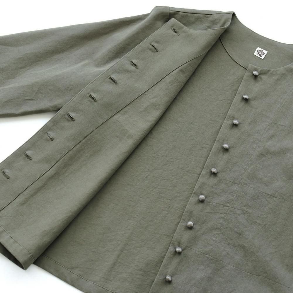 ノーカラージャケット|オリーブ - alin（ありん） アジアの手仕事