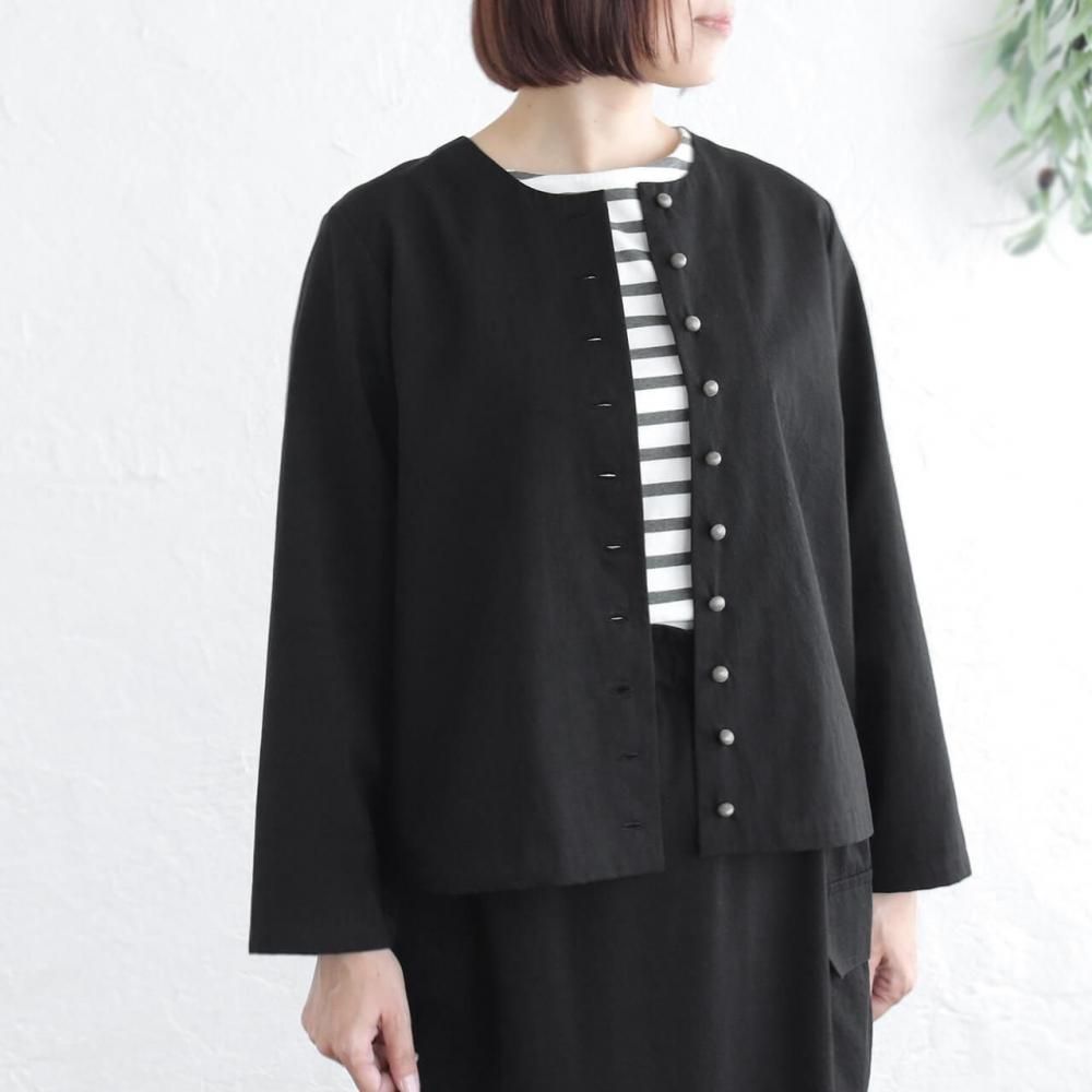 ノーカラージャケット|ブラック - alin（ありん） アジアの手仕事