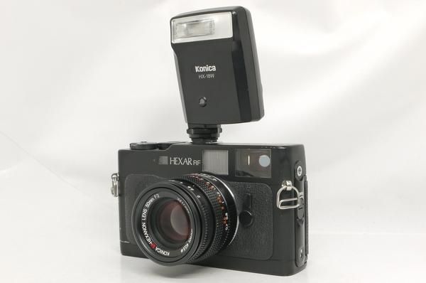 コニカ ヘキサーRF 50mm F2 ストロボ付 元箱キット - 日進堂 コニカ ヘキサーRF 50mm F2 ストロボ付 元箱キット - 日進堂
