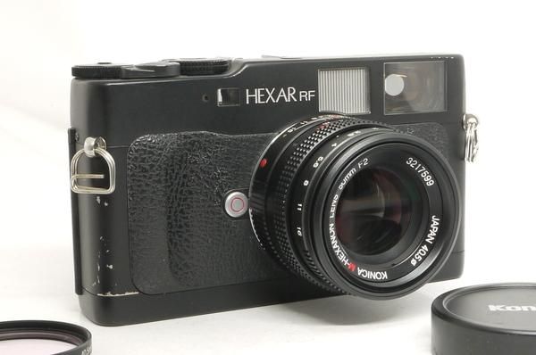 コニカ ヘキサーRF 50mm F2 ストロボ付 元箱キット - 日進堂 コニカ ヘキサーRF 50mm F2 ストロボ付 元箱キット - 日進堂