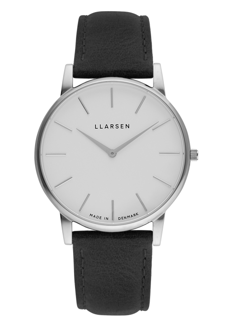 OLIVER (LW47) Steel with Coal leather strap