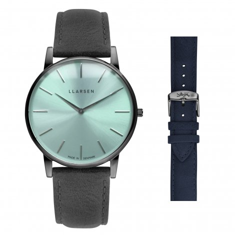 OLIVER (LW47) Oxidized steel with 2 leather strap package (Grey / Royal)