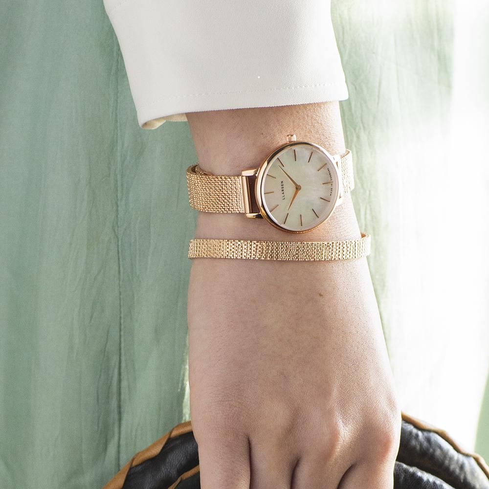 乃木坂46 山下美月さんドラマご着用 Treasure Rose Gold With Treasure Bracelet White Shell Dial Llarsen 乃木坂46 山下美月さんドラマご着用 Treasure Rose Gold With Treasure Bracelet White Shell Dial Llarsen