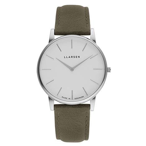 OLIVER (LW47) Steel with Forest leather strap