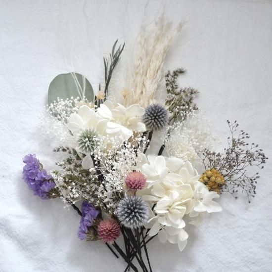 野の花ヘッドドレス ドライフラワー プリザ 20パーツ 結婚式 成人式