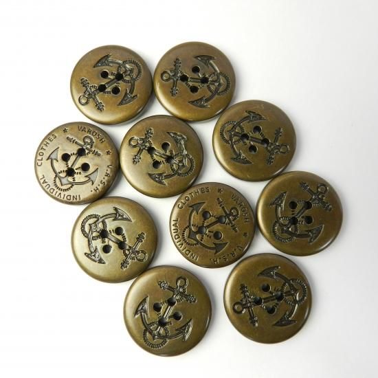 アンティークゴールド系イカリボタン/28mm/4穴/ピーコート アンティークゴールド系イカリボタン/28mm/4穴/ピーコート