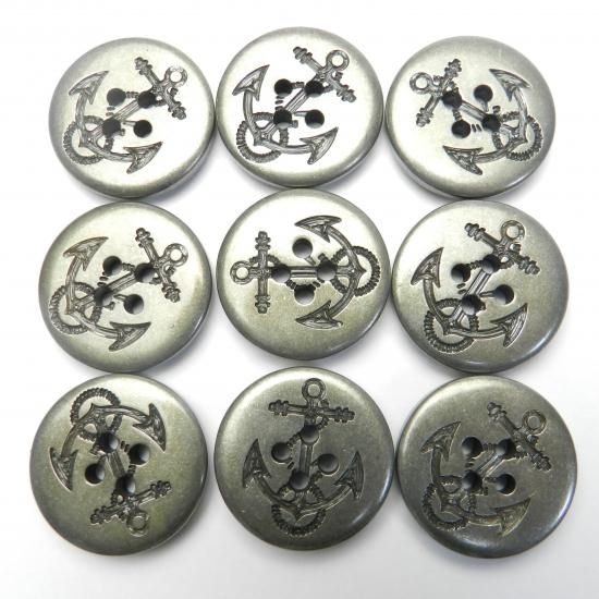 アンティークシルバー系イカリボタン/25mm/4穴/ピーコート アンティークシルバー系イカリボタン/25mm/4穴/ピーコート