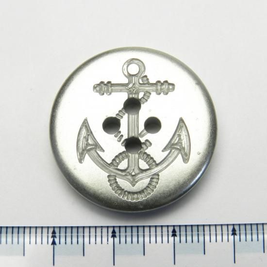シルバー系イカリボタン/28mm/4穴/ピーコート・ダッフルコートに最適