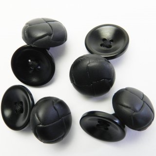 黒色系の太鼓ボタン/20mm/皮革調とプラスチック2個連結型/ブレザー・ジャケットに最適