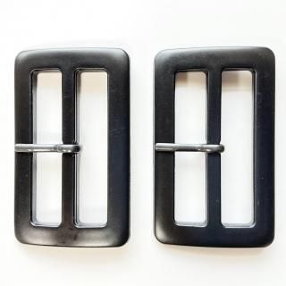 【2個入り】黒色系ピン付バックル/内径50mm/本体:プラスチック系/ピン:メタル系/トレンチコート・スプリングコート・コスプレに最適
