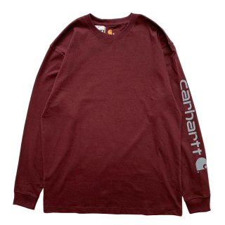 CARHARTT ARM LOGO LONG SLEEVE TEE MAROON GREY