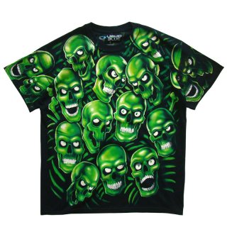 LIQUID BLUE SKULL TEE BLACK LIME