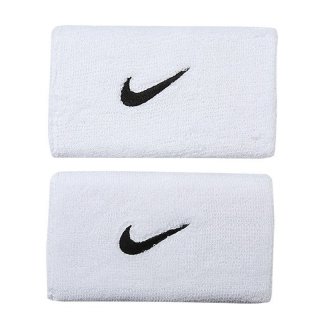 NIKE TWO DOUBLE WIDE WRISTBANDS WHITE