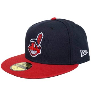 NEW ERA 59FIFTY AUTHENTIC CLEVELAND INDIANS  NAVY RED