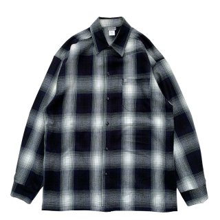 CALTOP PLAID FLANNEL LONG SLEEVE SHIRT NAVY IVORY