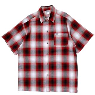 CALTOP PLAID FLANNEL SHORT SLEEVE SHIRT RED WHITE