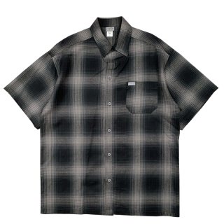 CALTOP PLAID FLANNEL SHORT SLEEVE SHIRT BLACK CHARCOAL