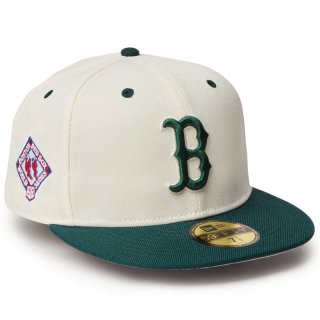 NEW ERA 59FIFTY MLB WOOL VISOR BOSTON RED SOX CHROME DARK GREEN