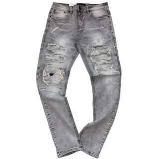 VICTORIOUS LA RIP & REPAIR DENIM JEANS GREY
