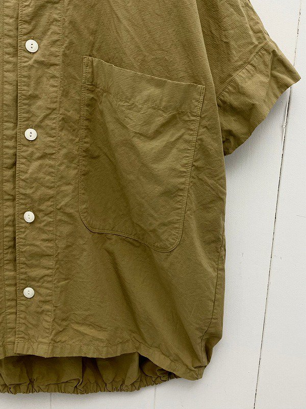 ミニリップ近江晒加工 ショートスリーブビッグポケットコクーンシャツ