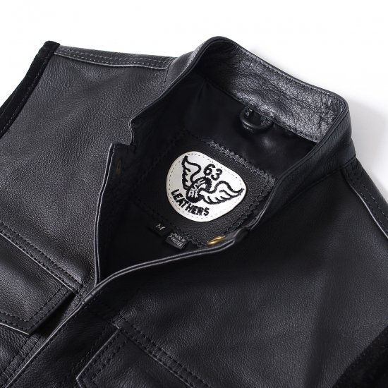 63Leathers Original Leather Vest LJV（スタンドカラー　クラブスタイルレザーベスト）