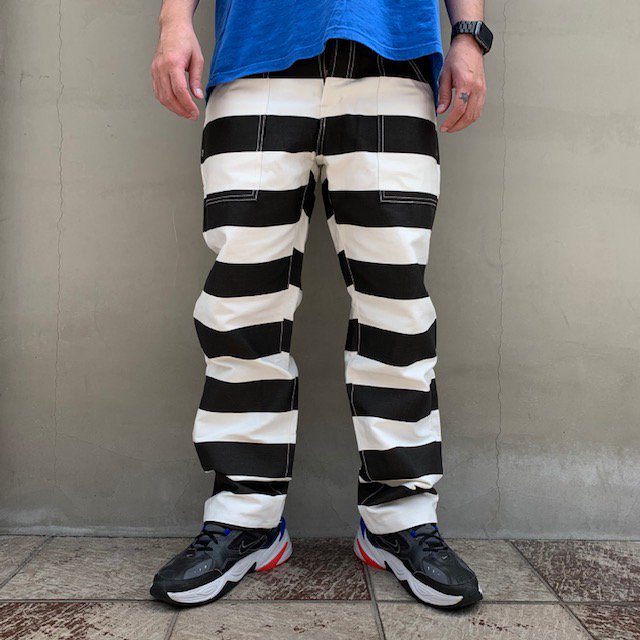 FST Clothing×Cycle Works Collaborated Prisoner Pants　 ボーダーパンツ/プリズナー/プリズナーパンツ/White×Black