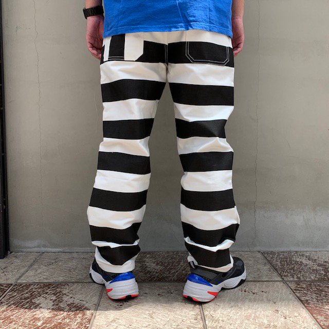 FST Clothing×Cycle Works Collaborated Prisoner Pants ボーダーパンツ/プリズナー/プリズナーパンツ /White×Black