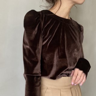 <img class='new_mark_img1' src='https://img.shop-pro.jp/img/new/icons56.gif' style='border:none;display:inline;margin:0px;padding:0px;width:auto;' />puff sleeve velor tops(brown)