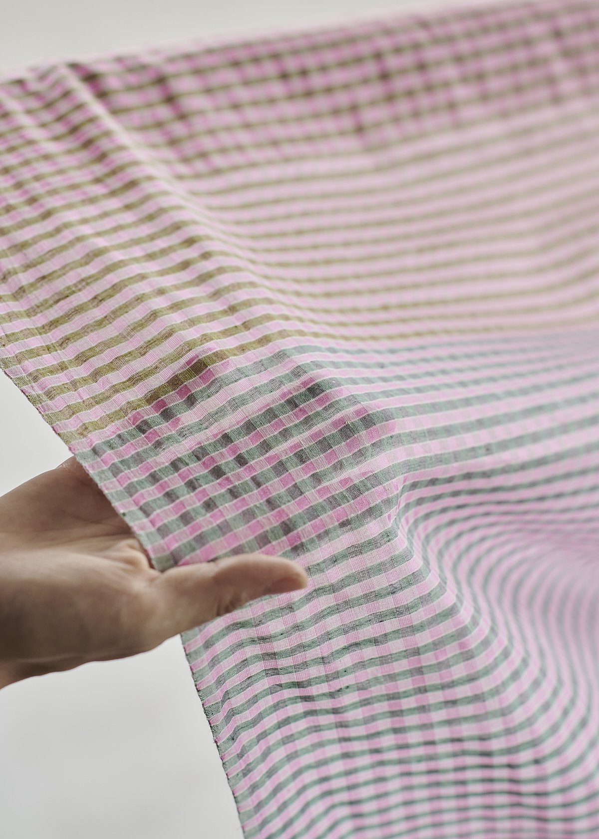 バイカラーサリーチェック手織コットンシルク / Bicolor Sari Checks Handwoven Cotton and Silk -  CALICO キヤリコ：インド手仕事布の世界