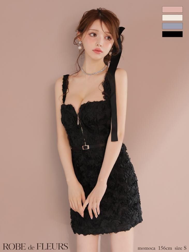 DEA. by ROBE de FLEURS ドレス Lサイズあり】刺繍レースxフリルタイトミニキャバドレス(DE2445)
