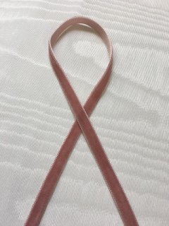 片面ベルベットリボン(6mm幅)　ピンク