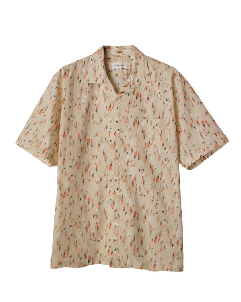 【Geometric Open Collared Shirt (Cotton Loan)】