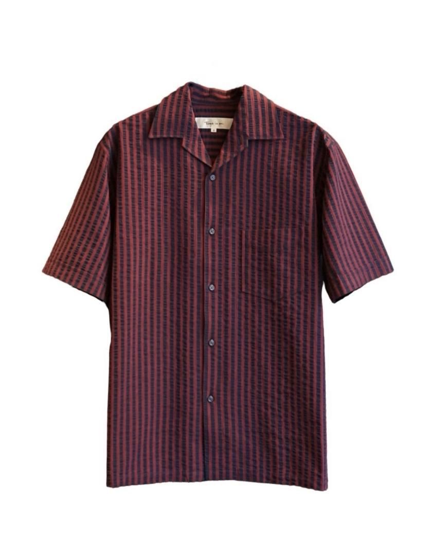 ITALIAN COLLAR SEERSUCKER STRIPE SHIRT