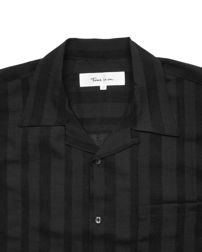 LENO WEAVE STRIPE O/C SHIRT】 - Time is on